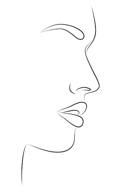 벡터 추상적으로 최소한의 여성 초상화 여성 얼굴의 미니멀리스트 연속 선형 스케치