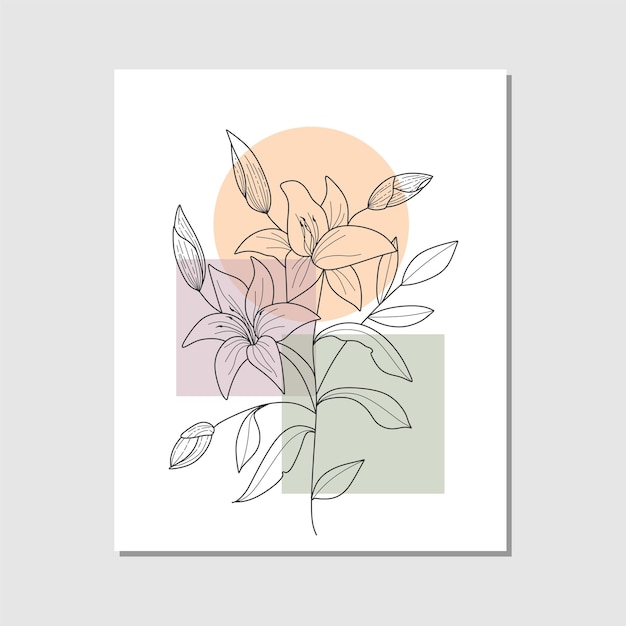 Vector abstract minimal flower and leaves decorative background posters