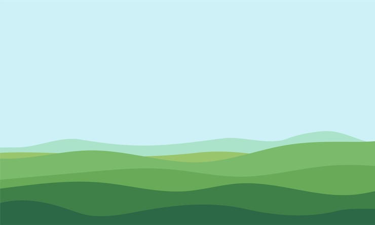 Vector abstract minimal green fields landscape illustration background