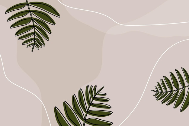 Vector abstract minimal hand drawn shape background with palm tree leaves