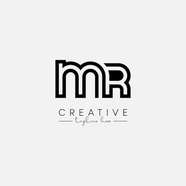 Абстракт Минимальная буква MR RM На основе инициалов Стильная линия Вектор дизайна логотипа