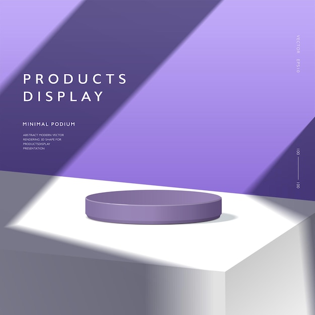 Vector abstract minimal scene cylinder podium in purple background for product presentation displays