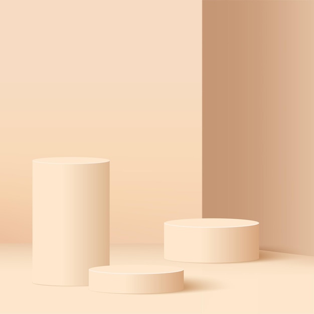 Abstract minimal scene with cylinder podiums