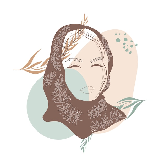 Abstract minimal woman portrait Hijab