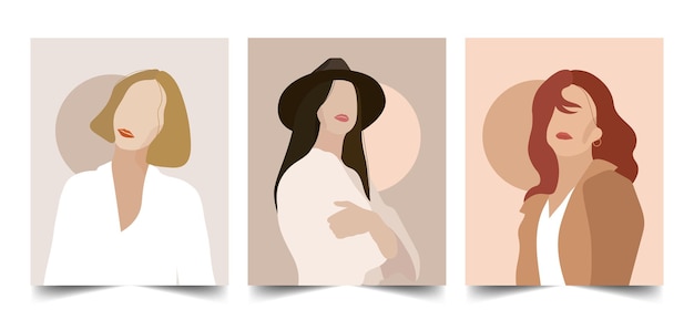 abstract minimal woman portraits illustration