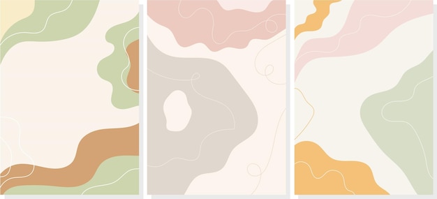 Abstract minimalist background Backgkround with organic shapes and line in pastel colors