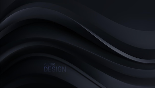 Vector abstract minimalist black background with soft curvy shapes