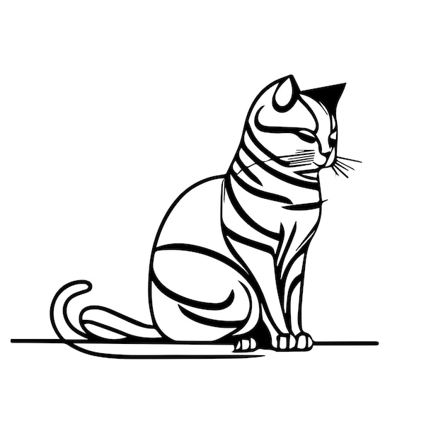 Abstract minimalist cat one line art simple art