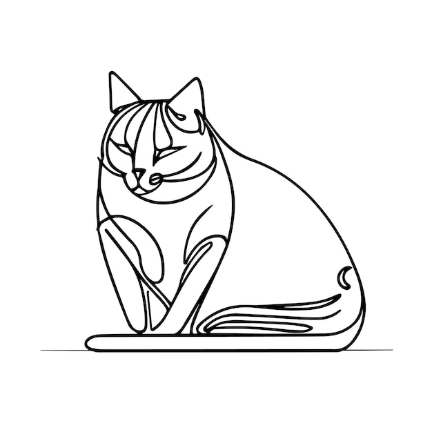 抽象的なミニマリストの猫 1 ライン アート シンプル アート