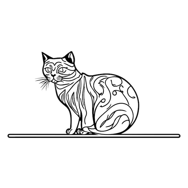 Abstract minimalist cat one line art simple art