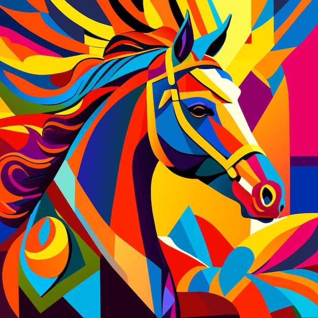 Abstract Minimalist Horse Design Drawing