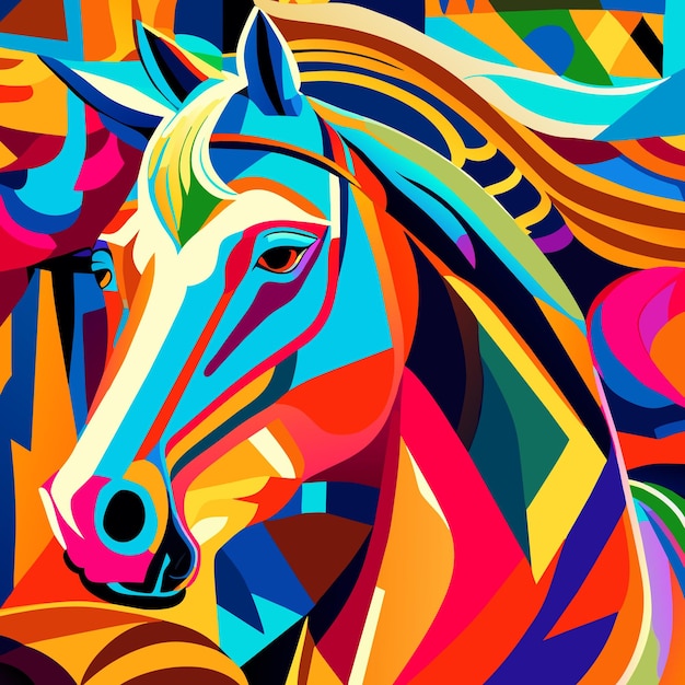 Abstract minimalist horse design drawing