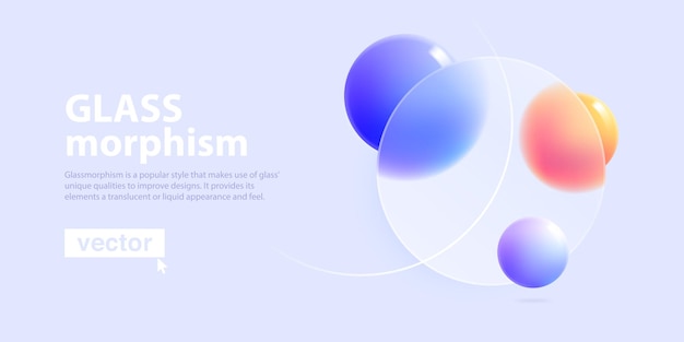 Abstract minimalistic background for presentation slide in glassmorphism style