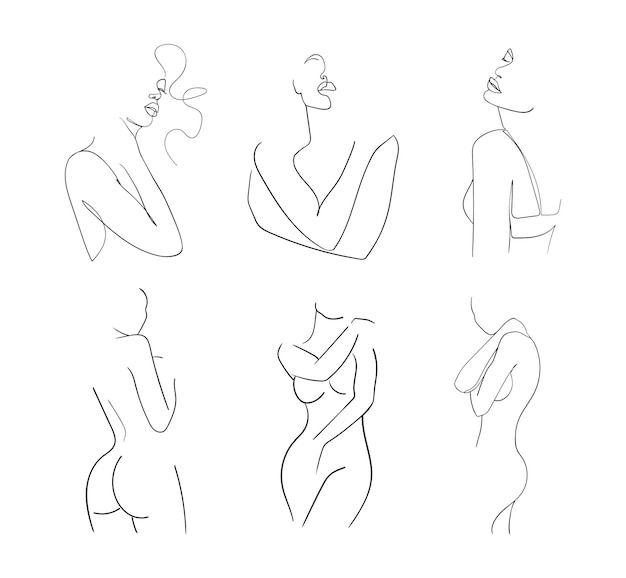 Vector abstract minimalistic female bodies modern single line art  vector illustration