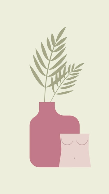 Vector abstract minimalistic poster with vases