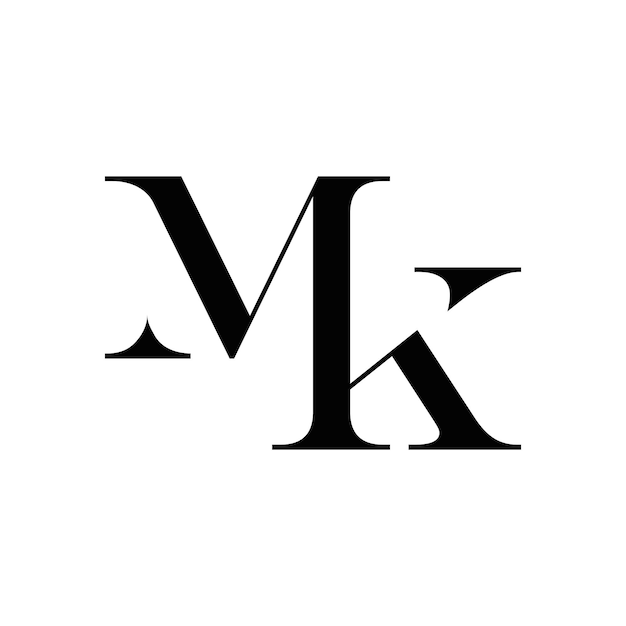 抽象的な MK イニシャル モノグラム ロゴ デザイン、ビジネス、テンプレート、シンプル、エレガントなアイコン