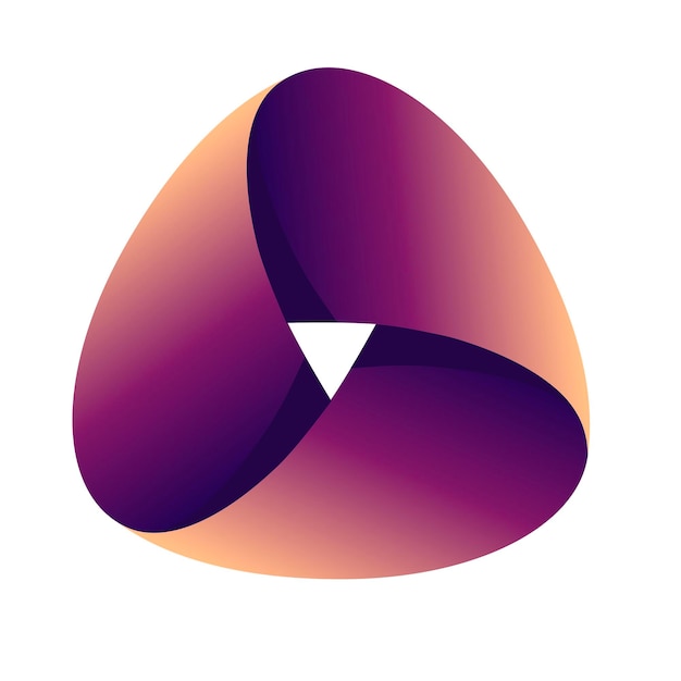 Simbolo astratto della striscia di mobius segno segno del logo un triangolo viola con un triangolo al centro