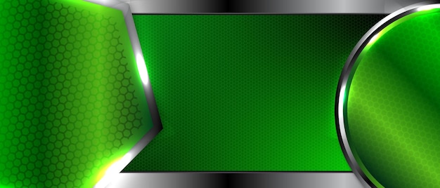 Vector abstract modern 3d green on silver metallic background 12