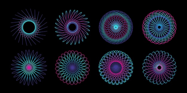 Vector abstract modern achtergrondelement ingesteld met blauwe en roze gradiëntgolf