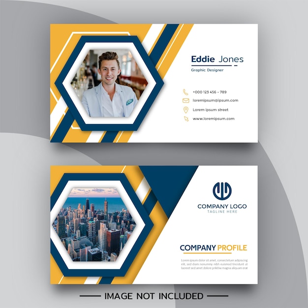 Abstract modern blue and yellow business card design template