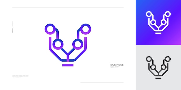 Astratto e moderno cat face logo design con concetti di tecnologia e connessione