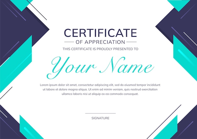 Abstract modern certificate of appreciation template design