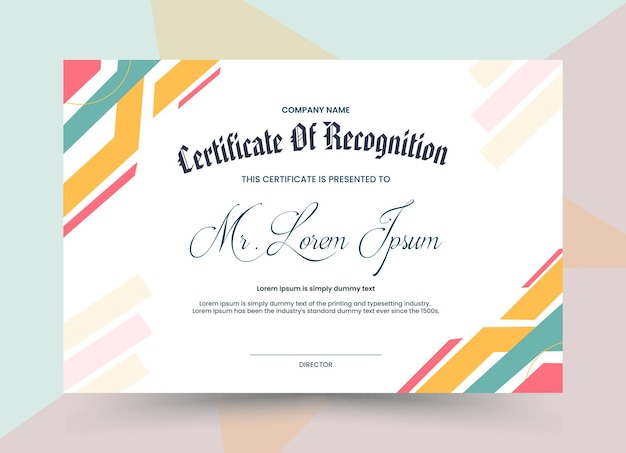 Vector abstract modern certificate template