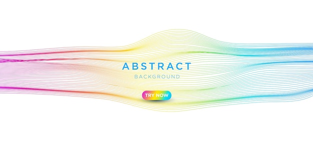 Abstract modern colourful wavy flowing dynamic line design on white background