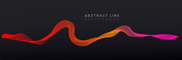 Abstract modern design with trendy gradient flowing line waves on dark background for design brochure, website, flyer.