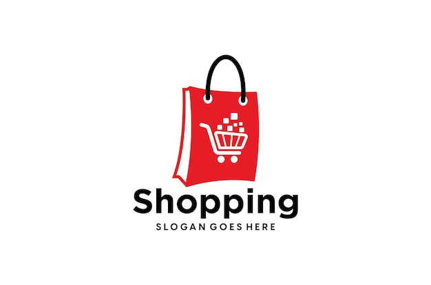 Abstract modern e-commerce logo-ontwerp Kleurrijke gradiënt boodschappentas logo sjabloon