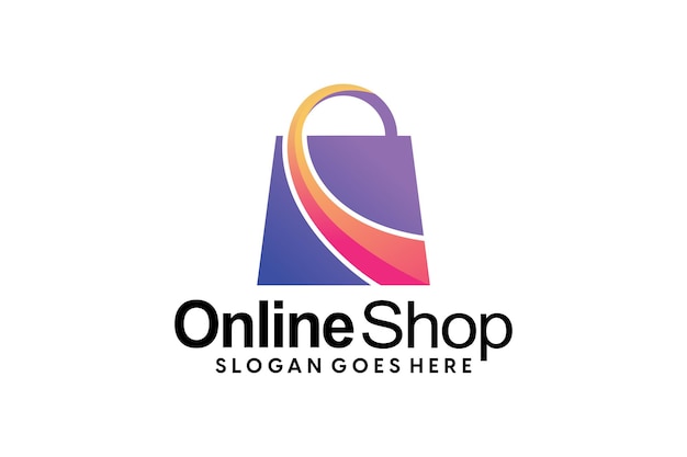 Abstract modern ecommerce logo design colorful gradient shopping bag logo template