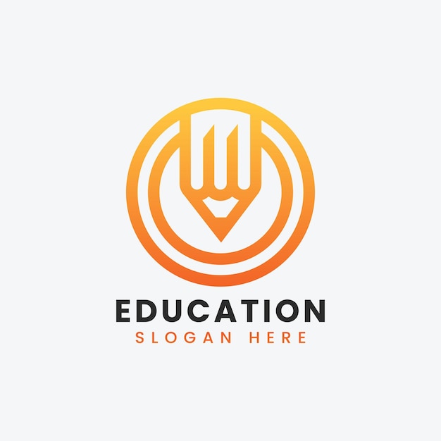 Abstract modern educational pencil logo design Colorful gradient pencil logo template