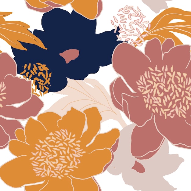 Premium Vector | Abstract modern floral background with boho style tropical  jungle leaf and flowers seamless pattern