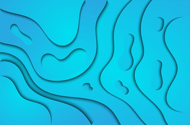 Abstract modern fluid style background paper cut blue