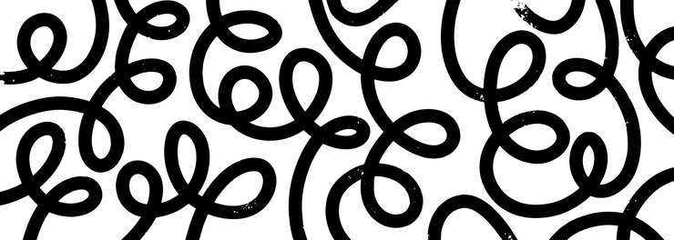 Vector abstract modern geometric curved wavy and swirled brush strokes vector ornament background abstract shapes in doodle grunge style