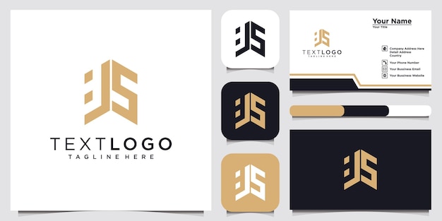抽象的なモダンな頭文字JSZJサイン高級ロゴデザインテンプレートと名刺