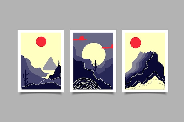 Vector abstract modern landscapes collection