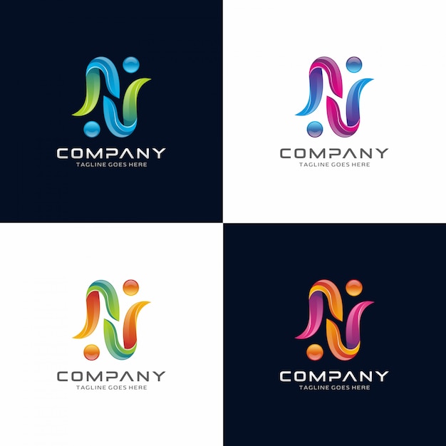 Vector abstract, modern, letter n logo design.