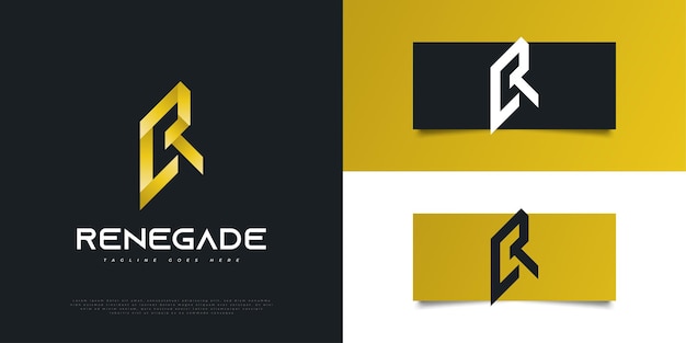 Abstract and modern letter r logo design in yellow gradient. r monogram logo design template