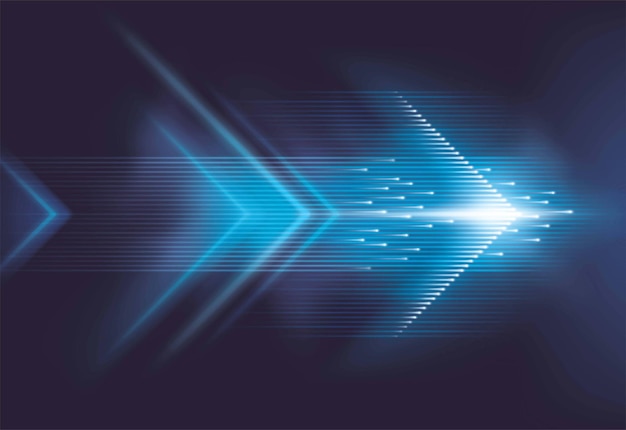 Vettore sfondo astratto linee di luce moderne tecnologia freccia blu in movimento per effetto di illuminazione alta velocità