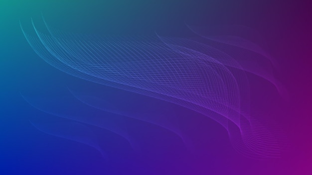 Abstract modern line wave with lighting effect on purple and blue gradient color background