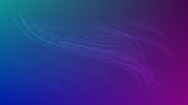 Abstract modern line wave with lighting effect on purple and blue gradient color background