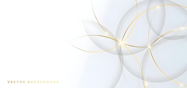 Vector abstract modern luxury golden lines and spheres on white background