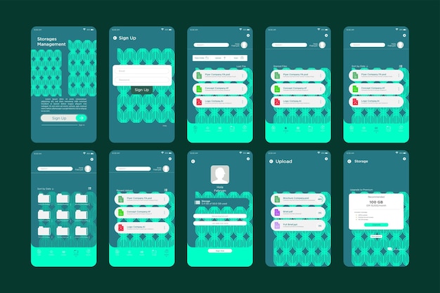 Abstract modern pattern rounded geometric storage management app ui kit template