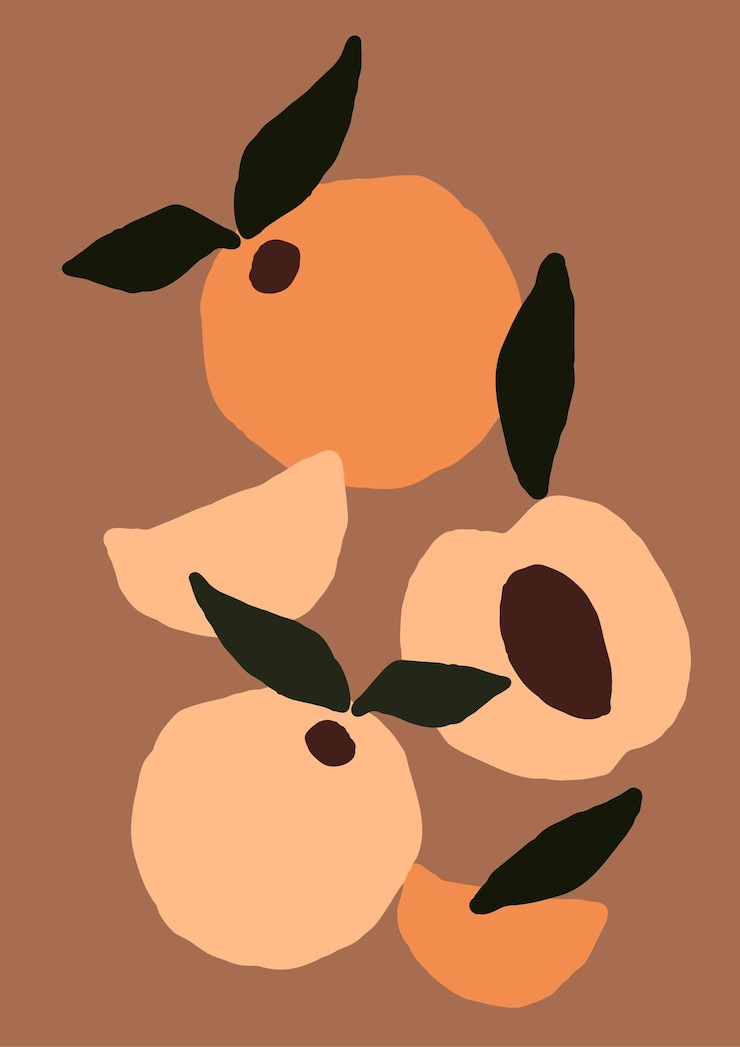 Vector abstract modern peach fruits