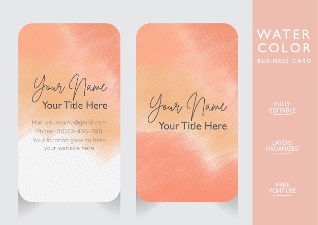 Abstract modern pink watercolor creative business card design