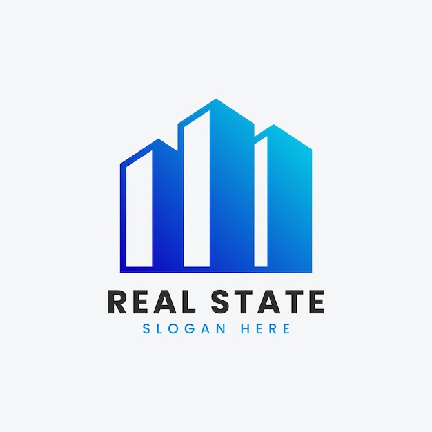 Abstract modern real estate logo design Colorful gradient building house real estate logo template