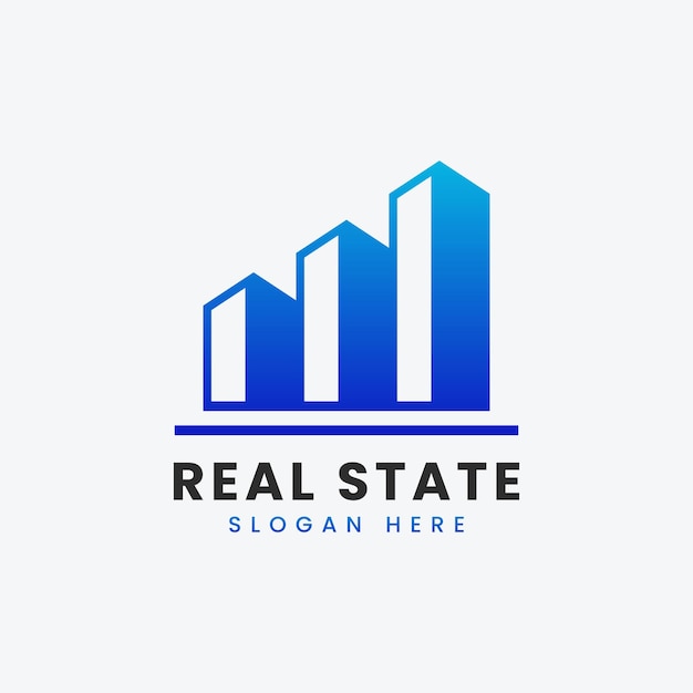 Abstract modern real estate logo design Colorful gradient building house real estate logo template