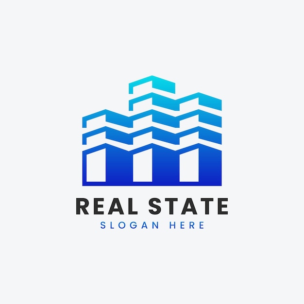 Abstract modern real estate logo design Colorful gradient building house real estate logo template