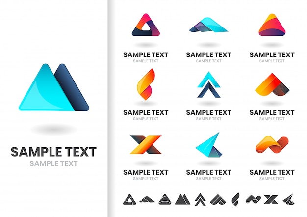 Abstract modern shape logo set